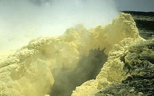 Sulfur deposits on vent